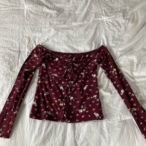 Aeropostale dark red off the shoulder top
